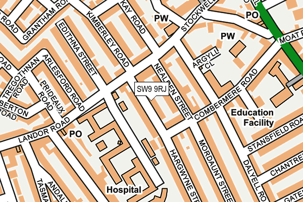 SW9 9RJ map - OS OpenMap – Local (Ordnance Survey) SW9 9RJ map - OS OpenMap – Local (Ordnance Survey)