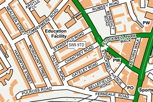SW9 9TD map - OS OpenMap – Local (Ordnance Survey) SW9 9TD map - OS OpenMap – Local (Ordnance Survey)