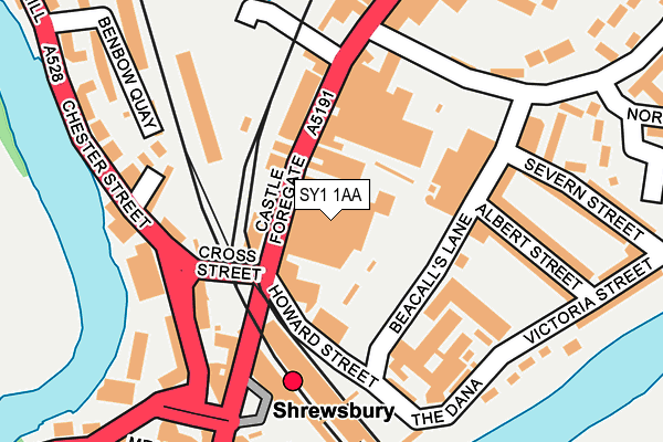 SY1 1AA map - OS OpenMap – Local (Ordnance Survey) SY1 1AA map - OS OpenMap – Local (Ordnance Survey)