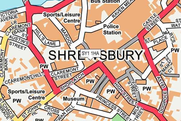 SY1 1HA map - OS OpenMap – Local (Ordnance Survey) SY1 1HA map - OS OpenMap – Local (Ordnance Survey)