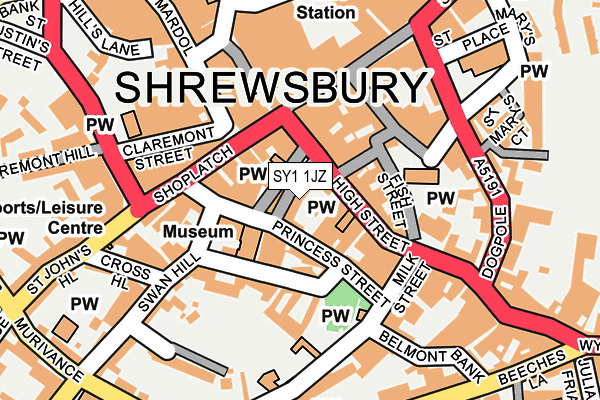 SY1 1JZ map - OS OpenMap – Local (Ordnance Survey) SY1 1JZ map - OS OpenMap – Local (Ordnance Survey)