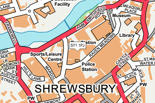 SY1 1PJ map - OS OpenMap – Local (Ordnance Survey) SY1 1PJ map - OS OpenMap – Local (Ordnance Survey)