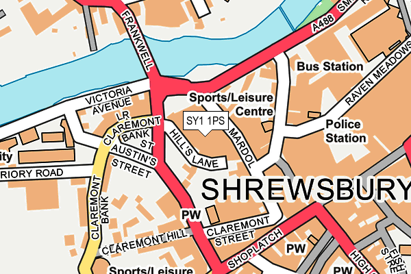 SY1 1PS map - OS OpenMap – Local (Ordnance Survey) SY1 1PS map - OS OpenMap – Local (Ordnance Survey)
