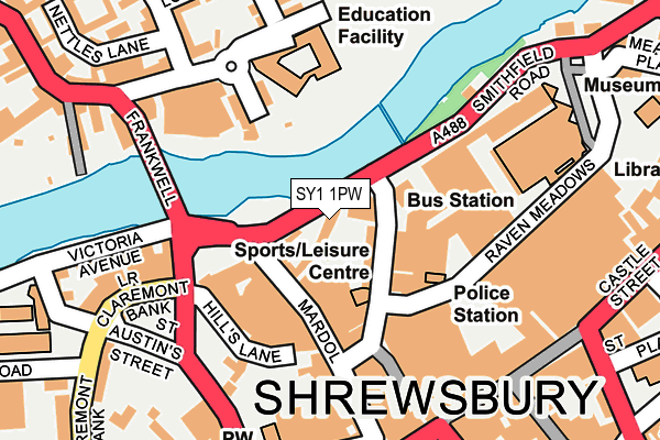 SY1 1PW map - OS OpenMap – Local (Ordnance Survey) SY1 1PW map - OS OpenMap – Local (Ordnance Survey)