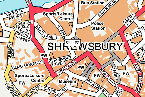SY1 1PZ map - OS OpenMap – Local (Ordnance Survey)