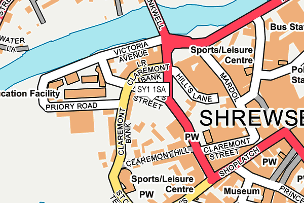 SY1 1SA map - OS OpenMap – Local (Ordnance Survey) SY1 1SA map - OS OpenMap – Local (Ordnance Survey)
