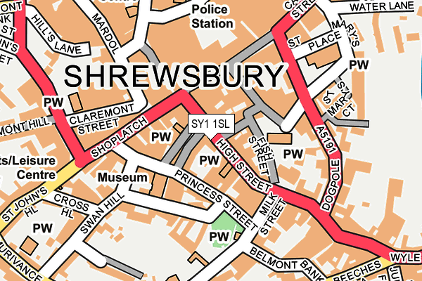 SY1 1SL map - OS OpenMap – Local (Ordnance Survey) SY1 1SL map - OS OpenMap – Local (Ordnance Survey)