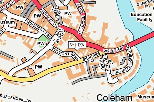 SY1 1XA map - OS OpenMap – Local (Ordnance Survey) SY1 1XA map - OS OpenMap – Local (Ordnance Survey)