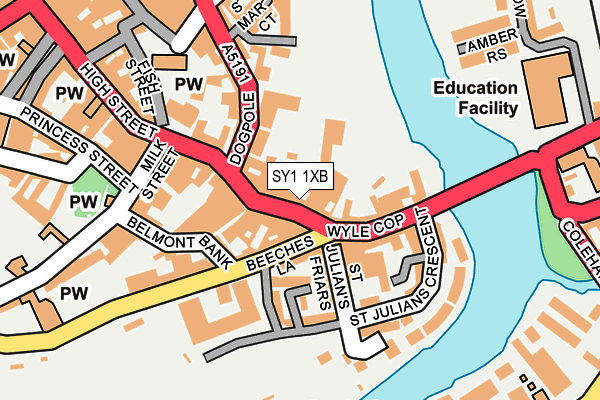 SY1 1XB map - OS OpenMap – Local (Ordnance Survey) SY1 1XB map - OS OpenMap – Local (Ordnance Survey)