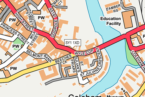 SY1 1XD map - OS OpenMap – Local (Ordnance Survey) SY1 1XD map - OS OpenMap – Local (Ordnance Survey)