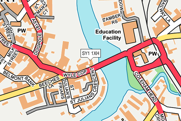 SY1 1XH map - OS OpenMap – Local (Ordnance Survey) SY1 1XH map - OS OpenMap – Local (Ordnance Survey)
