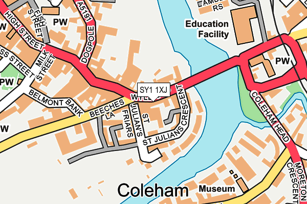 SY1 1XJ map - OS OpenMap – Local (Ordnance Survey) SY1 1XJ map - OS OpenMap – Local (Ordnance Survey)