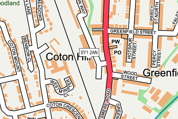 SY1 2AN map - OS OpenMap – Local (Ordnance Survey) SY1 2AN map - OS OpenMap – Local (Ordnance Survey)