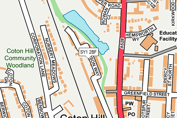 SY1 2BF map - OS OpenMap – Local (Ordnance Survey) SY1 2BF map - OS OpenMap – Local (Ordnance Survey)