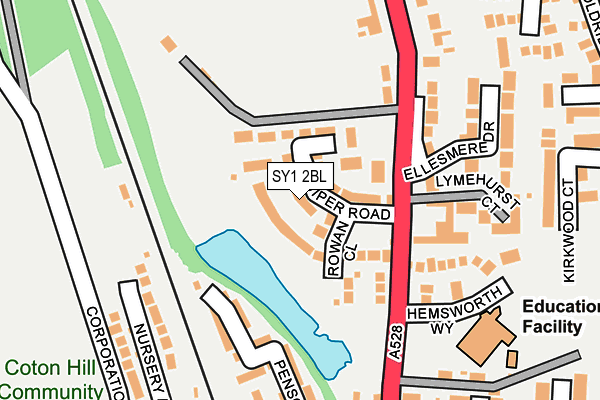 SY1 2BL map - OS OpenMap – Local (Ordnance Survey) SY1 2BL map - OS OpenMap – Local (Ordnance Survey)