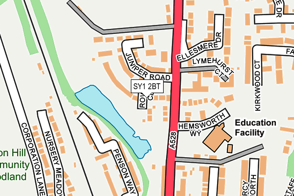 SY1 2BT map - OS OpenMap – Local (Ordnance Survey) SY1 2BT map - OS OpenMap – Local (Ordnance Survey)