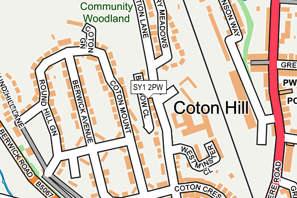 SY1 2PW map - OS OpenMap – Local (Ordnance Survey) SY1 2PW map - OS OpenMap – Local (Ordnance Survey)