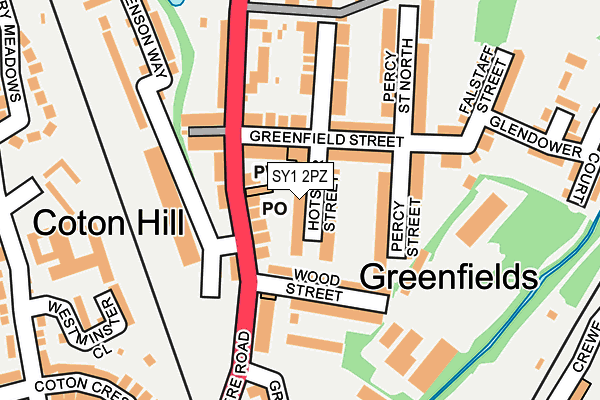 SY1 2PZ map - OS OpenMap – Local (Ordnance Survey) SY1 2PZ map - OS OpenMap – Local (Ordnance Survey)