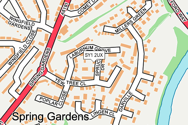 SY1 2UX map - OS OpenMap – Local (Ordnance Survey) SY1 2UX map - OS OpenMap – Local (Ordnance Survey)