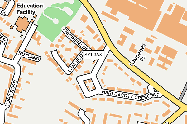 SY1 3AX map - OS OpenMap – Local (Ordnance Survey) SY1 3AX map - OS OpenMap – Local (Ordnance Survey)