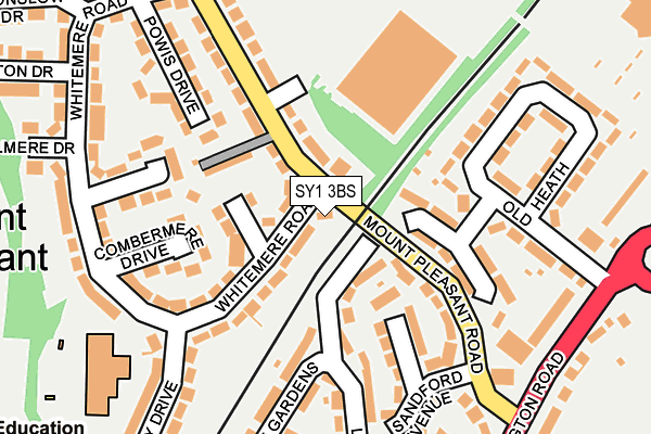 SY1 3BS map - OS OpenMap – Local (Ordnance Survey) SY1 3BS map - OS OpenMap – Local (Ordnance Survey)