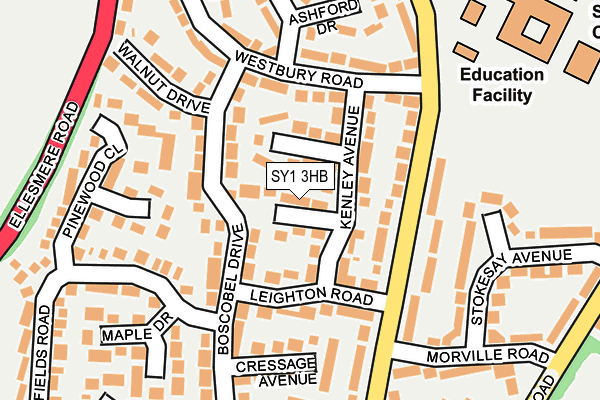 SY1 3HB map - OS OpenMap – Local (Ordnance Survey) SY1 3HB map - OS OpenMap – Local (Ordnance Survey)