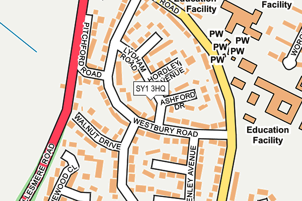 SY1 3HQ map - OS OpenMap – Local (Ordnance Survey) SY1 3HQ map - OS OpenMap – Local (Ordnance Survey)