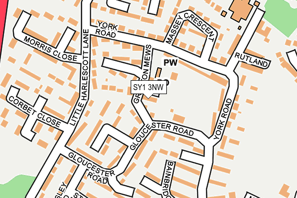 SY1 3NW map - OS OpenMap – Local (Ordnance Survey) SY1 3NW map - OS OpenMap – Local (Ordnance Survey)