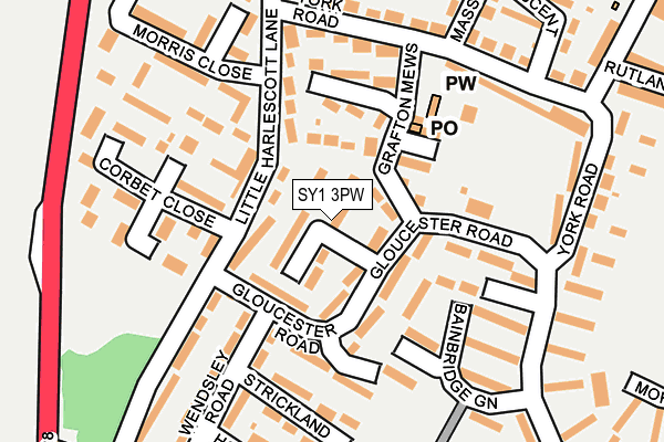 SY1 3PW map - OS OpenMap – Local (Ordnance Survey) SY1 3PW map - OS OpenMap – Local (Ordnance Survey)