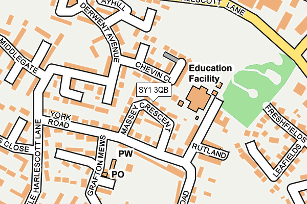 SY1 3QB map - OS OpenMap – Local (Ordnance Survey) SY1 3QB map - OS OpenMap – Local (Ordnance Survey)