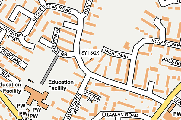 SY1 3QX map - OS OpenMap – Local (Ordnance Survey) SY1 3QX map - OS OpenMap – Local (Ordnance Survey)