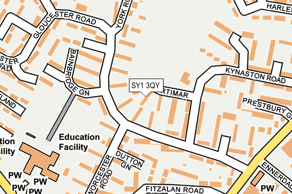 SY1 3QY map - OS OpenMap – Local (Ordnance Survey) SY1 3QY map - OS OpenMap – Local (Ordnance Survey)