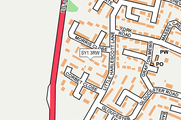 SY1 3RW map - OS OpenMap – Local (Ordnance Survey) SY1 3RW map - OS OpenMap – Local (Ordnance Survey)