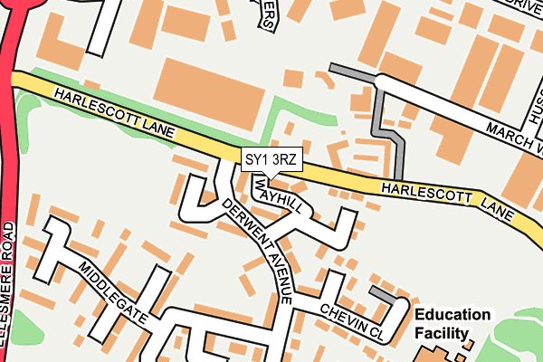SY1 3RZ map - OS OpenMap – Local (Ordnance Survey) SY1 3RZ map - OS OpenMap – Local (Ordnance Survey)