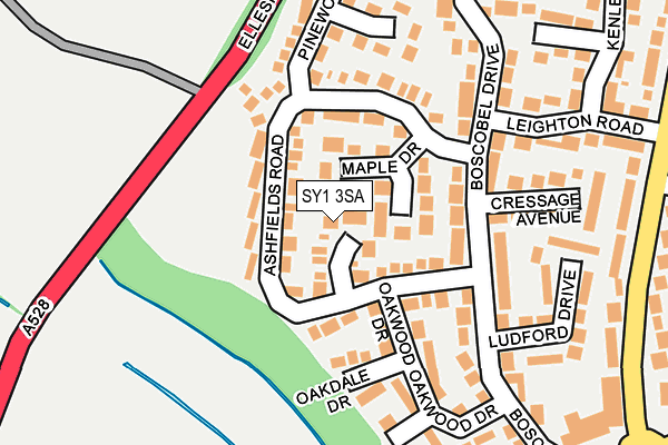 SY1 3SA map - OS OpenMap – Local (Ordnance Survey) SY1 3SA map - OS OpenMap – Local (Ordnance Survey)