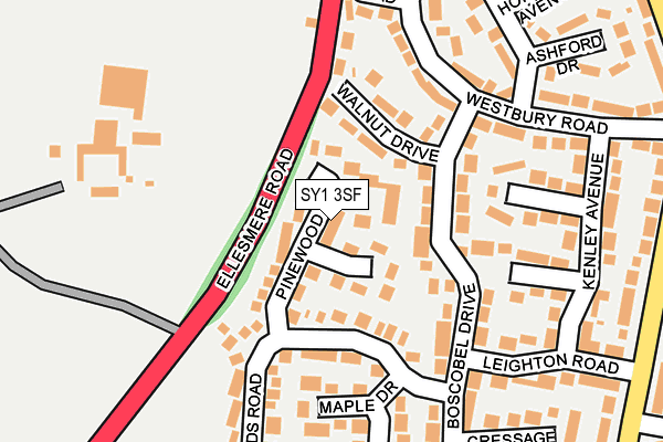 SY1 3SF map - OS OpenMap – Local (Ordnance Survey) SY1 3SF map - OS OpenMap – Local (Ordnance Survey)