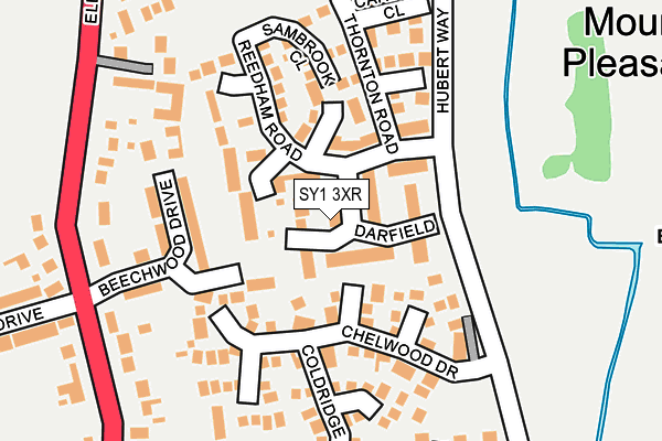 SY1 3XR map - OS OpenMap – Local (Ordnance Survey) SY1 3XR map - OS OpenMap – Local (Ordnance Survey)