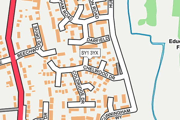 SY1 3YX map - OS OpenMap – Local (Ordnance Survey) SY1 3YX map - OS OpenMap – Local (Ordnance Survey)