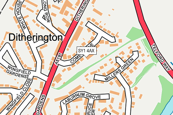 SY1 4AX map - OS OpenMap – Local (Ordnance Survey) SY1 4AX map - OS OpenMap – Local (Ordnance Survey)