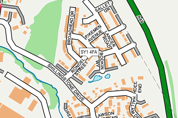 SY1 4FA map - OS OpenMap – Local (Ordnance Survey) SY1 4FA map - OS OpenMap – Local (Ordnance Survey)