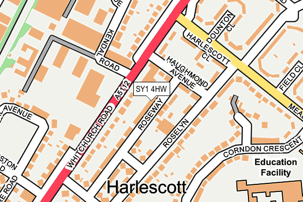 SY1 4HW map - OS OpenMap – Local (Ordnance Survey) SY1 4HW map - OS OpenMap – Local (Ordnance Survey)