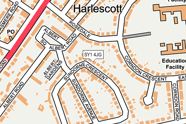 SY1 4JG map - OS OpenMap – Local (Ordnance Survey) SY1 4JG map - OS OpenMap – Local (Ordnance Survey)