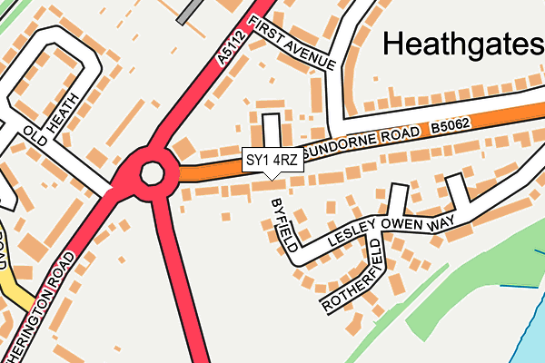 SY1 4RZ map - OS OpenMap – Local (Ordnance Survey) SY1 4RZ map - OS OpenMap – Local (Ordnance Survey)
