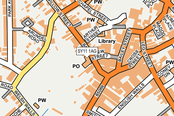SY11 1AG map - OS OpenMap – Local (Ordnance Survey) SY11 1AG map - OS OpenMap – Local (Ordnance Survey)