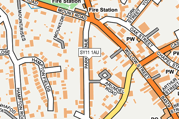 SY11 1AU map - OS OpenMap – Local (Ordnance Survey) SY11 1AU map - OS OpenMap – Local (Ordnance Survey)