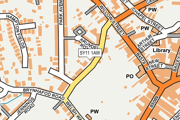 SY11 1AW map - OS OpenMap – Local (Ordnance Survey) SY11 1AW map - OS OpenMap – Local (Ordnance Survey)