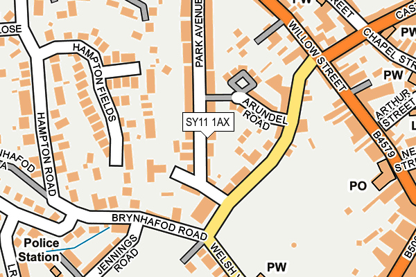 SY11 1AX map - OS OpenMap – Local (Ordnance Survey) SY11 1AX map - OS OpenMap – Local (Ordnance Survey)