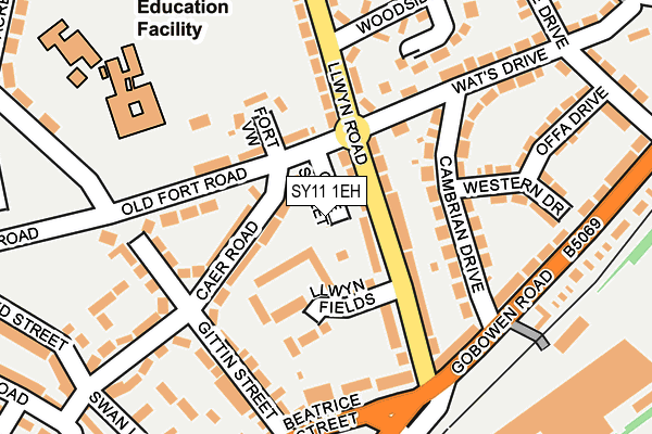 SY11 1EH map - OS OpenMap – Local (Ordnance Survey) SY11 1EH map - OS OpenMap – Local (Ordnance Survey)