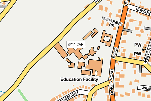 SY11 2AR map - OS OpenMap – Local (Ordnance Survey) SY11 2AR map - OS OpenMap – Local (Ordnance Survey)
