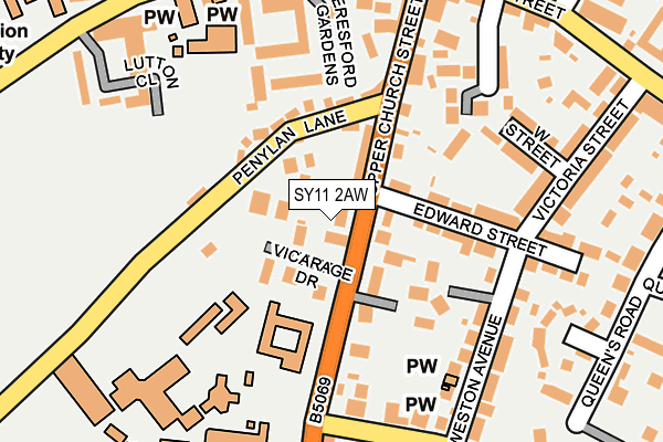 SY11 2AW map - OS OpenMap – Local (Ordnance Survey) SY11 2AW map - OS OpenMap – Local (Ordnance Survey)